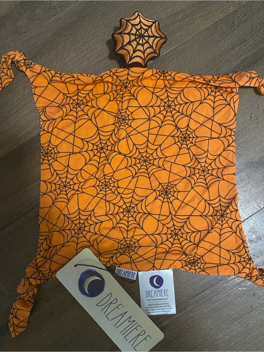 Dreamiere Orange Spiderweb Lovey Security Blanket NWT
